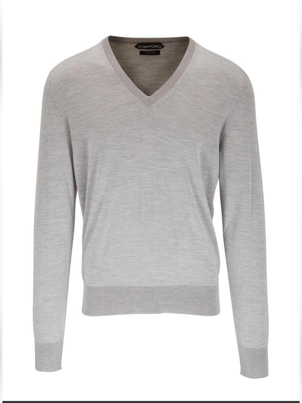 Tom Ford Light Gray V-Neck Silk Sweater